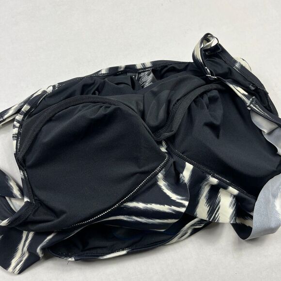 DKNY One Piece Ruffled Bathing Suit Zebra Print Padded Swimsuit Beach Size 12 - Picture 9 of 12